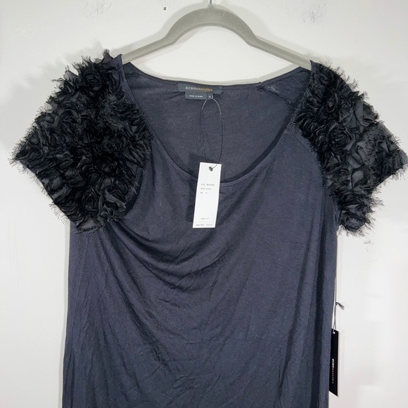 BCBG Maxazria Shirt Womens Size M Feather Short Sleeve NWT BC31572D - Picture 2 of 9